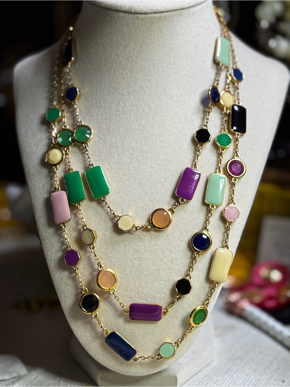 kate spade Multi-Color Enamel Necklace with Gold Chain (read description)